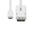 StarTech.com 6ft (2m) USB-C to DisplayPort 1.2 kaabel, Bidirectional, 4K 60Hz, Valge Video Adapter Cord for Apple MacBook Pro / Air M1 M2 M3 M4, Mac Mini / Studio, Thunderbolt Ühilduv