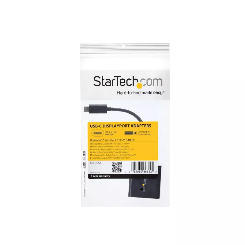 StarTech.com USB-C DVI-adapter - Must - 1920x1200 - USB USB-C videomuundur teie DVI-D ekraani/monitori/projektori jaoks - Täiendatud versioon on CDP2DVIEC