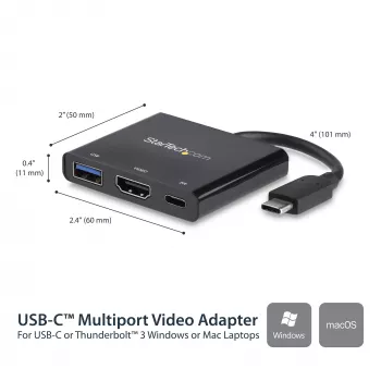 StarTech.com USB-C mitmepordiadapter HDMI-ga - USB 3.0 port - 60W PD - Must