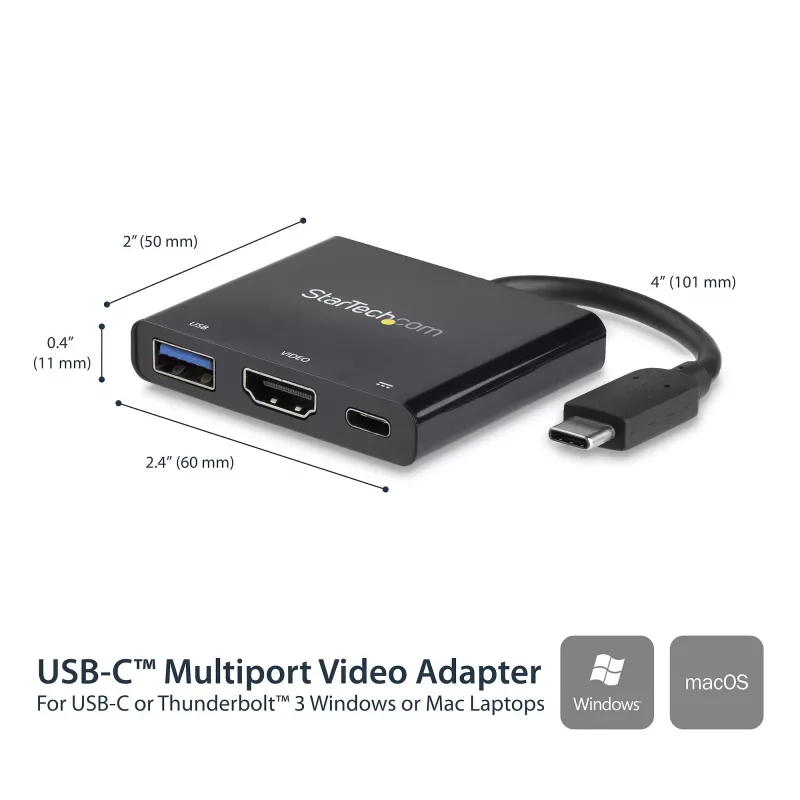 StarTech.com USB-C mitmepordiadapter HDMI-ga - USB 3.0 port - 60W PD - Must