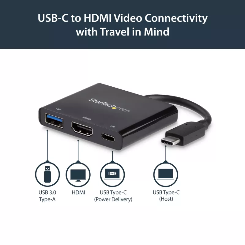 StarTech.com USB-C mitmepordiadapter HDMI-ga - USB 3.0 port - 60W PD - Must