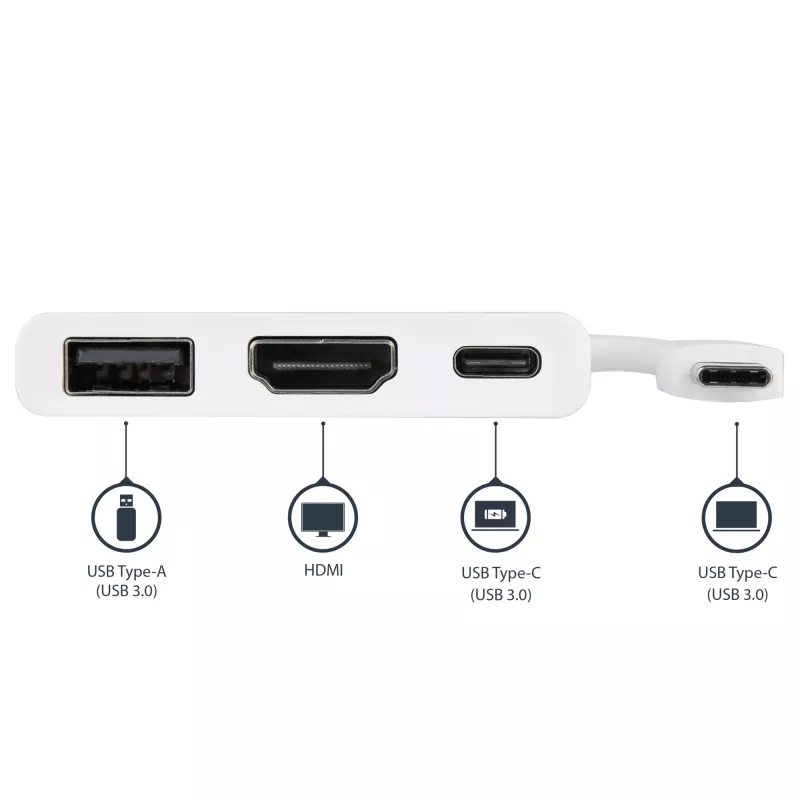 StarTech.com USB-C mitmeportadapter HDMI-ga - USB 3.0 port - 60W PD - Valge