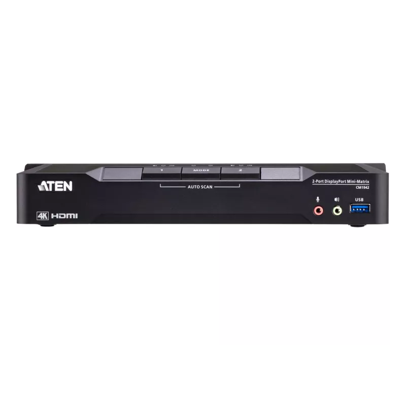 ATEN 2-pordiline 4K DisplayPort kahe kuvariga mini-maatriks Boundless KVM-lüliti