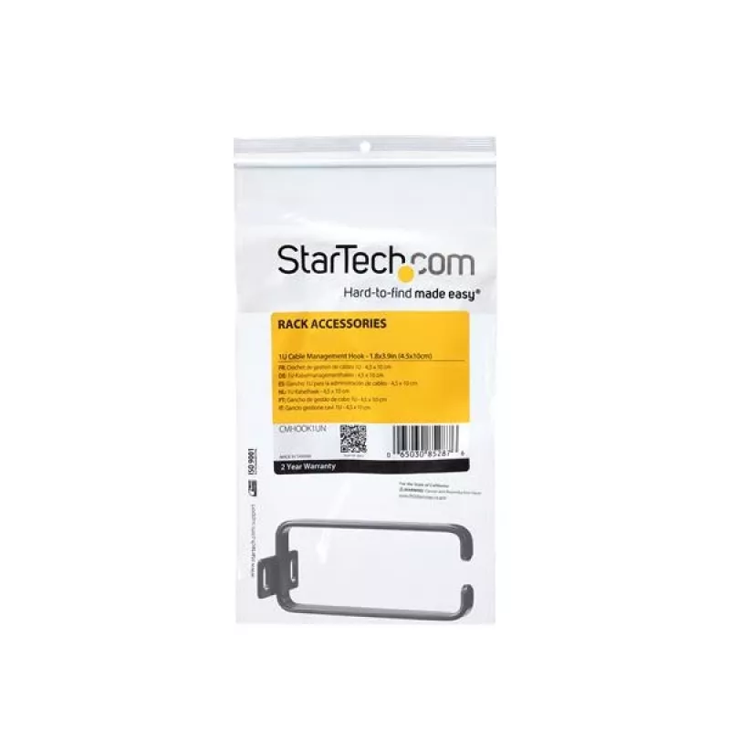 StarTech.com 1U vertikaalne serveririiuli kaablihalduse D-rõngakonks - 1,8x3,9in (4,5x10cm)