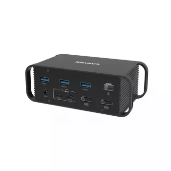Dokkimisjaam CANYON CNS-HDS95ST — USB-C (USB 3.2 Gen 2) dokkimine 2× HDMI, 2× USB 3.2 Gen1, 2× USB 2.0, Gigabit Ethernet, 100 W, alumiinium, must
