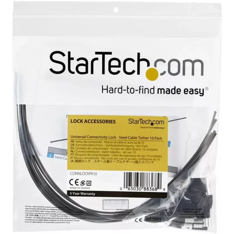 StarTech.com 10-pakett turvakaablite kinnitusi adapteritele ja donglitele - universaalne kaabliadapteri kinnitus - kinnituskaabel - reguleeritava pikkusega vargusvastane kaablikinnituskomplekt - teras