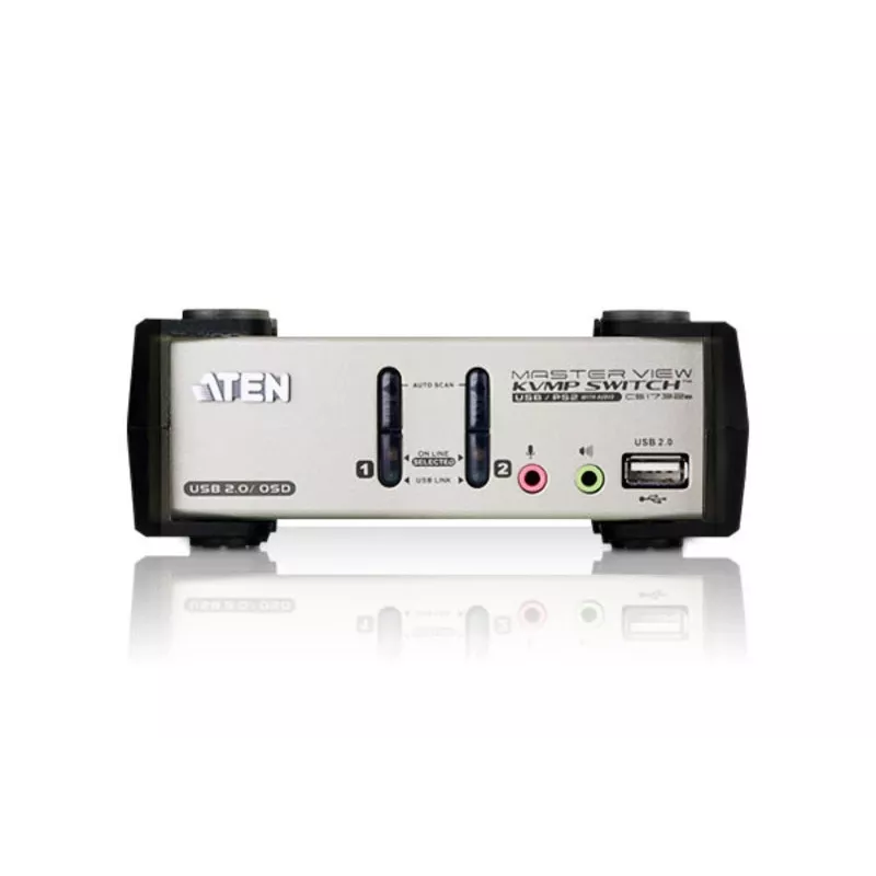 ATEN 2-pordiline USB - PS/2 VGA KVM-lüliti heli ja USB 2.0 jaoturiga (KVM-kaablid kaasas)
