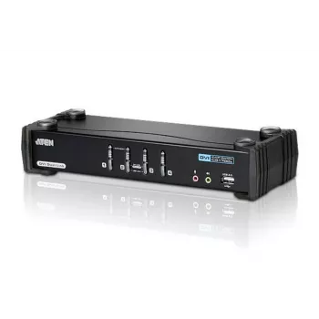 ATEN 4-Port USB DVI Dual Link KVM Switch koos heli ja USB 2.0 jaoturiga (KVM-kaablid kaasas)
