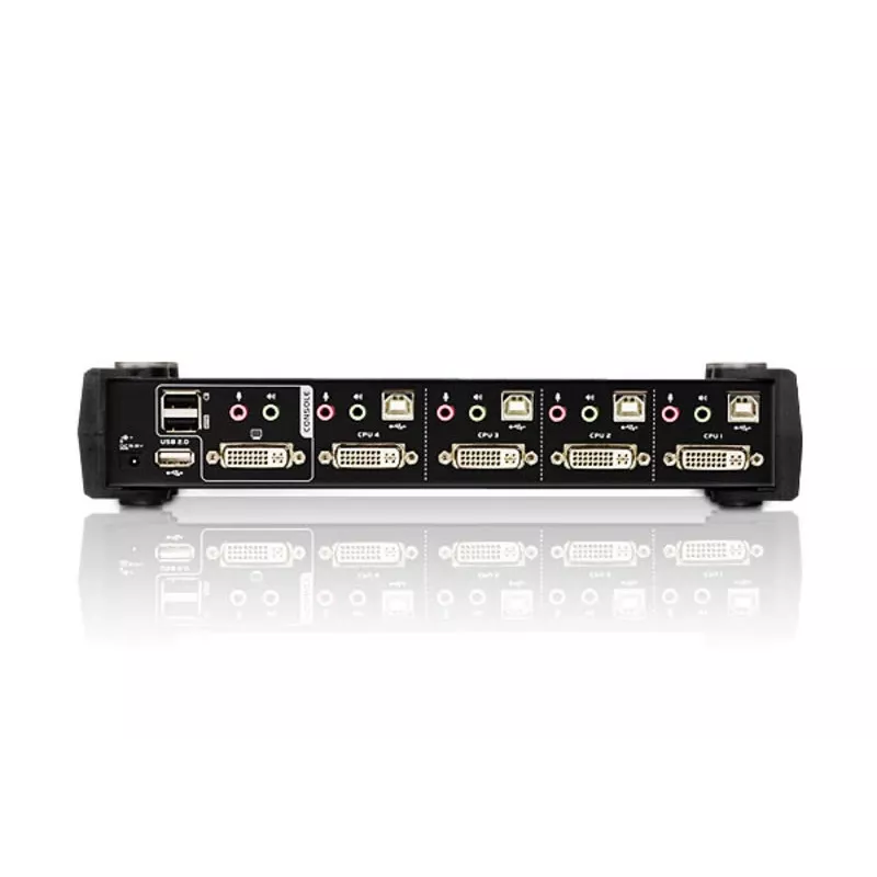 ATEN 4-Port USB DVI Dual Link KVM Switch koos heli ja USB 2.0 jaoturiga (KVM-kaablid kaasas)