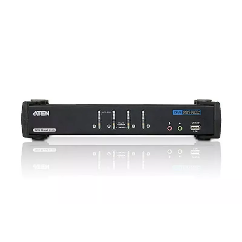 ATEN 4-Port USB DVI Dual Link KVM Switch koos heli ja USB 2.0 jaoturiga (KVM-kaablid kaasas)