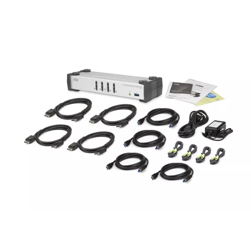 ATEN 4-pordiline USB 3.1 Gen 1 DisplayPort 1.1 KVMP™ lüliti kõlariga (KVM-kaablid kaasas)