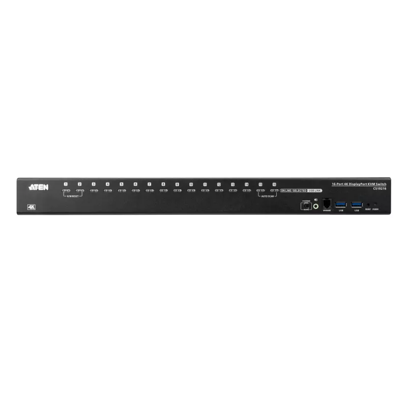 ATEN 16-pordiline USB 3.0 4K DisplayPort KVM-lüliti, 4096 x 2160 pikslit, 4K Ultra HD, 26.66 W, must