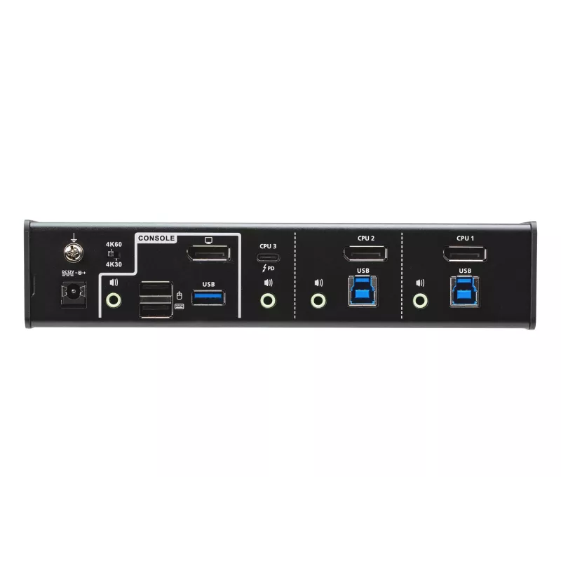 ATEN 3-pordiline USB-C DisplayPort hübriidne KVMP™ lüliti, 4096 x 2160 pikslit, 4K Ultra HD, 5,78 W, must
