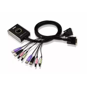 ATEN 2-pordiline USB DVI KVM-lüliti heliga, 1920 x 1200 pikslit, WUXGA, 1,9 W, must