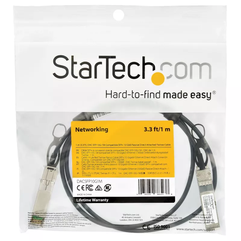 StarTech.com Dell EMC DAC-SFP-10G-1M ühilduv 1 m 10G SFP+ to SFP+ otseühenduskaabel Twinax – 10GbE SFP+ vasest DAC 10 Gbps madala võimsusega passiivne Mini GBIC/transiiverimoodul DAC