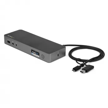 StarTech.com Universaalne sülearvuti dokkimisjaam, hübriid USB-C ja USB-A dokk, kahekordne 4K DP ja HDMI, 60W PD, Mac / Windows / Chrome OS, 4x USB 5Gbps jaotur, GbE