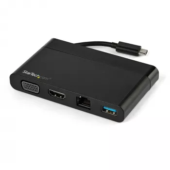 StarTech.com USB-C multipordiadapter HDMI, VGA, Gigabit Etherneti ja USB 3.0-ga - USB-C 4K HDMI või 1080p VGA mini dokkjaotur - USB USB-C reisidokkimisjaam USB-C sülearvutitele