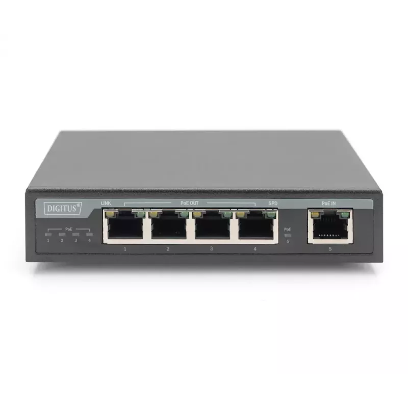 Digitus 4 pordiga Gigabit 4PPoE pikendaja 802.3at 60W Must