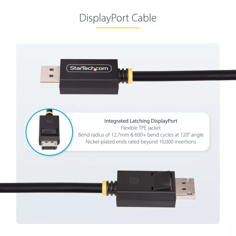 StarTech.com 1m DisplayPort 2.1 kaabel, VESA sertifitseeritud DP80 DisplayPort kaabel koos UHBR20/HDR/DSC 1.2a/HDCP 2.2, 16K/8K 60Hz, 4K 240Hz, 80Gbps, DP 2.1 kaabel, UHD monitori juhe, M/M