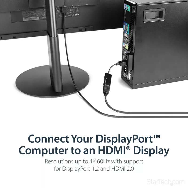 StarTech.com DisplayPort-HDMI-adapter - 4K 60Hz aktiivne DP 1.4-HDMI 2.0 videomuundur - DP-HDMI monitori/teleri/kuvari kaabeladapter, dongel - lukustuv DP-pistik
