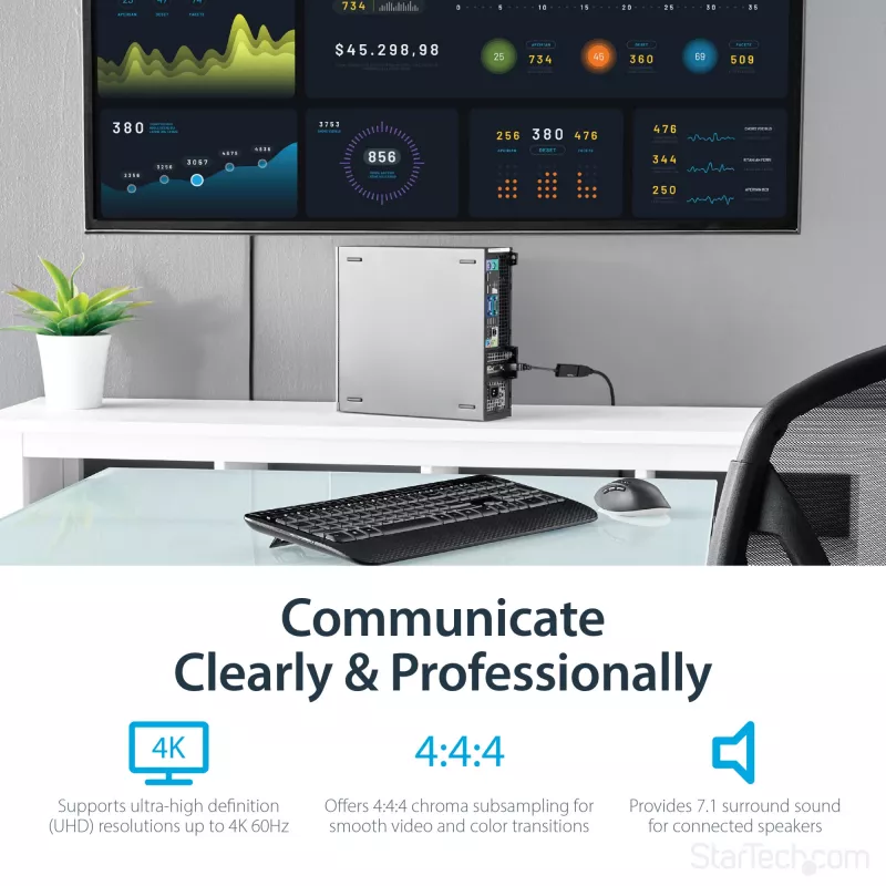 StarTech.com DisplayPort-HDMI-adapter - 4K 60Hz aktiivne DP 1.4-HDMI 2.0 videomuundur - DP-HDMI monitori/teleri/kuvari kaabeladapter, dongel - lukustuv DP-pistik