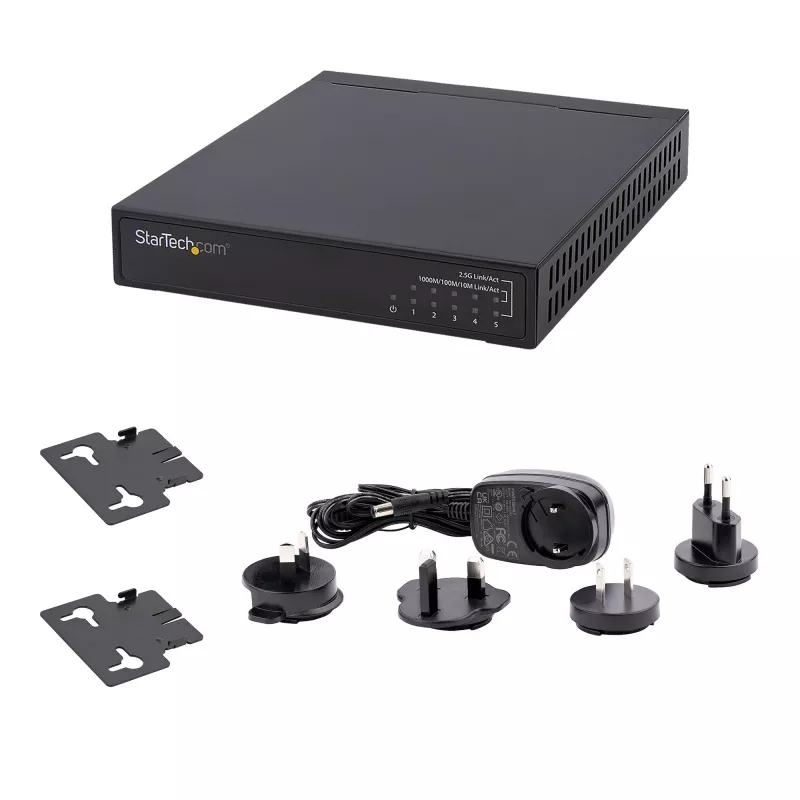 StarTech.com Haldamata 2.5G kommutaator - 5 pordiga gigabitine kommutaator - 2.5GBASE-T haldamata Etherneti kommutaator - Etherneti jaotur - DIN-liistule või seinale paigaldatav - multi-gigabitine - Auto-MDIX - 9K jumbo