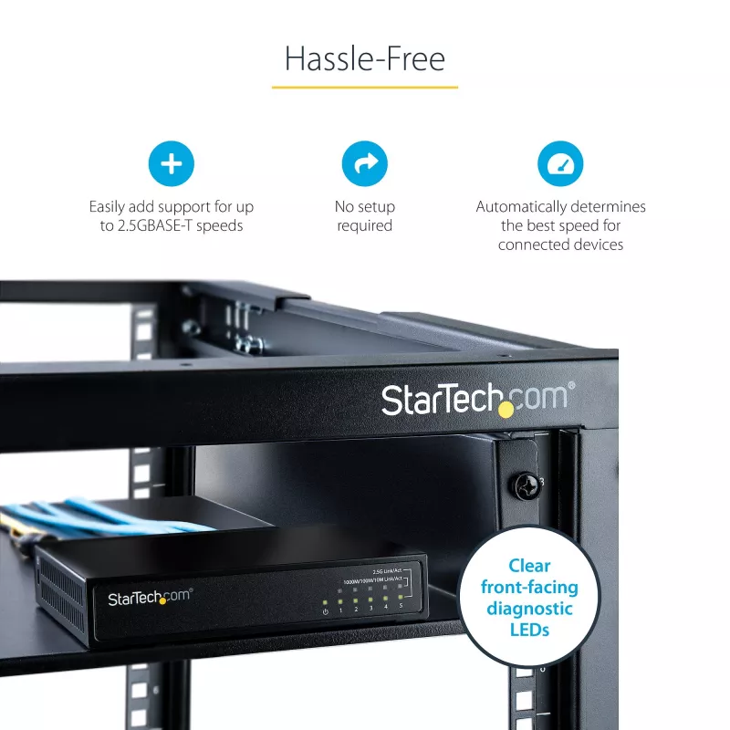 StarTech.com Haldamata 2.5G kommutaator - 5 pordiga gigabitine kommutaator - 2.5GBASE-T haldamata Etherneti kommutaator - Etherneti jaotur - DIN-liistule või seinale paigaldatav - multi-gigabitine - Auto-MDIX - 9K jumbo