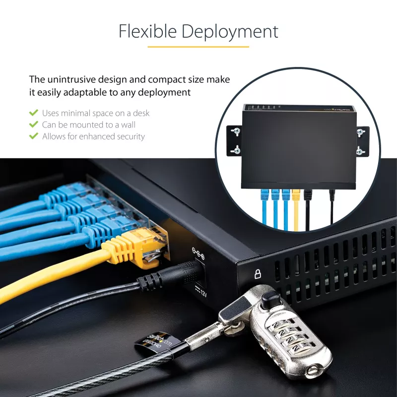 StarTech.com Haldamata 2.5G kommutaator - 5 pordiga gigabitine kommutaator - 2.5GBASE-T haldamata Etherneti kommutaator - Etherneti jaotur - DIN-liistule või seinale paigaldatav - multi-gigabitine - Auto-MDIX - 9K jumbo