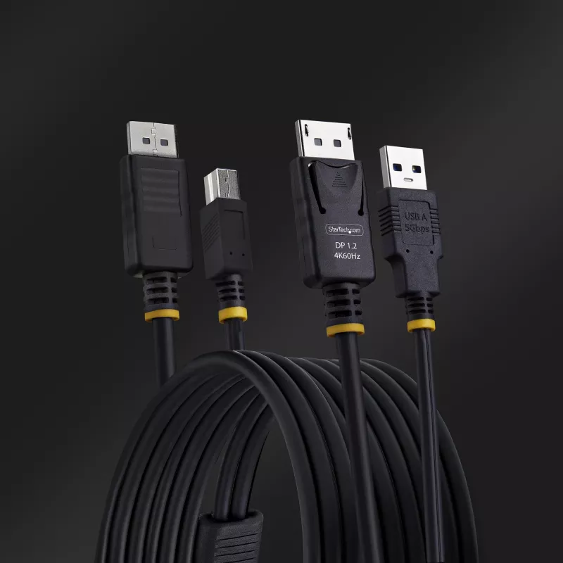StarTech.com 6 jala (1,8 m) DisplayPort ja USB 5 Gbit/s KVM-kaabel, 4K 60 Hz, universaalselt ühilduv DP 1.2/USB 3.0 kombokaabel KVM-lülititele