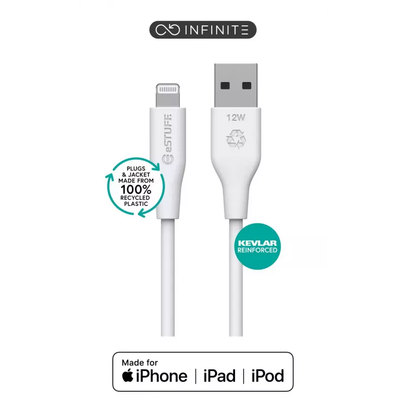 Lightning-kaabel eSTUFF ES601270 2m valge 2,4A