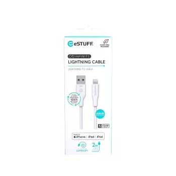 Lightning-kaabel eSTUFF ES601270 2m valge 2,4A