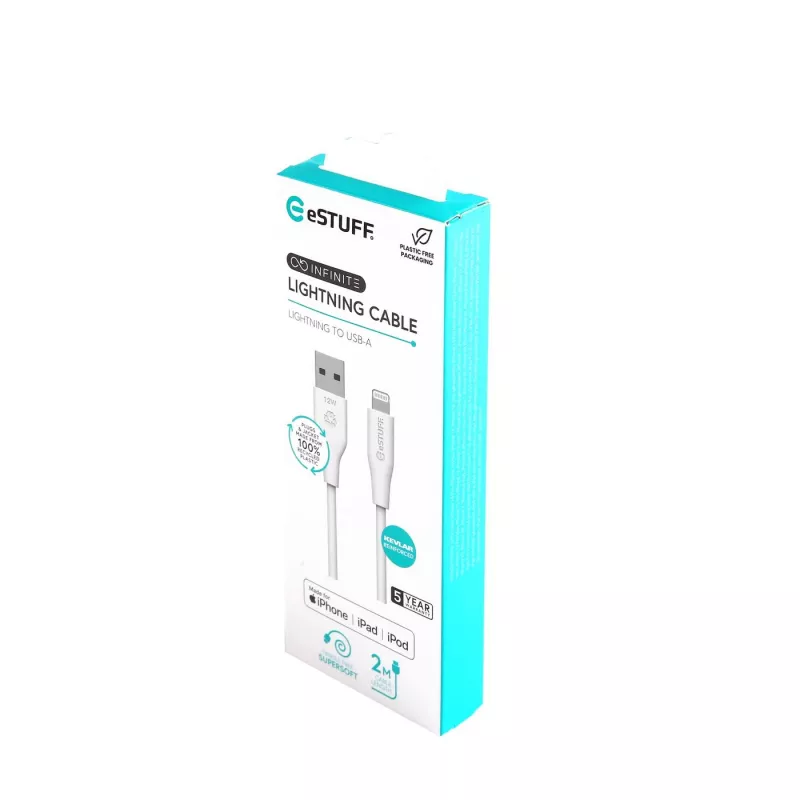 Lightning-kaabel eSTUFF ES601270 2m valge 2,4A