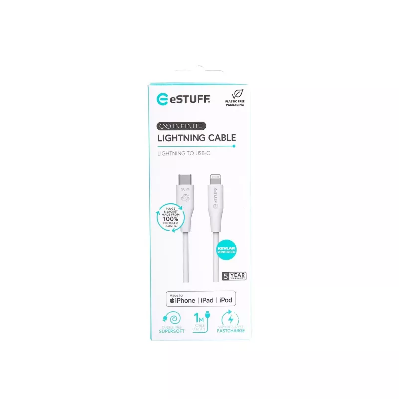 Lightning kaabel eSTUFF ES602170 1m USB C 2,4 A 5 V GRS-sertifitseeritud