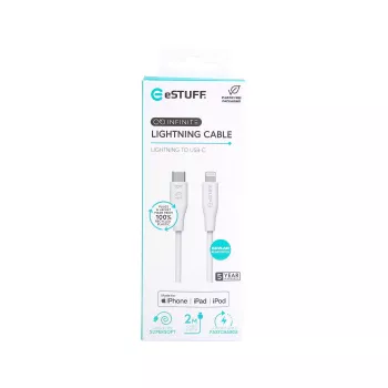 Lightning-kaabel eSTUFF ES602270 3m USB C 2.4A valge