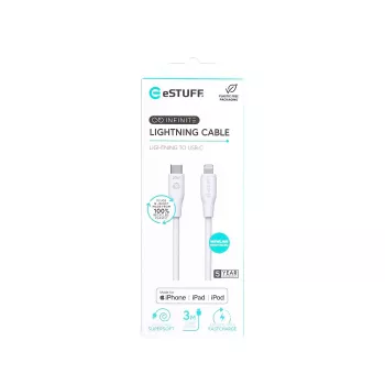 Lightning-kaabel eSTUFF ES602370 3m USB-C 2.4A 5V