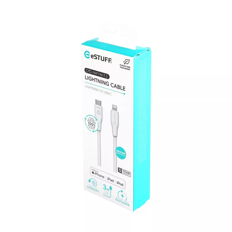 Lightning-kaabel eSTUFF ES602370 3m USB-C 2.4A 5V