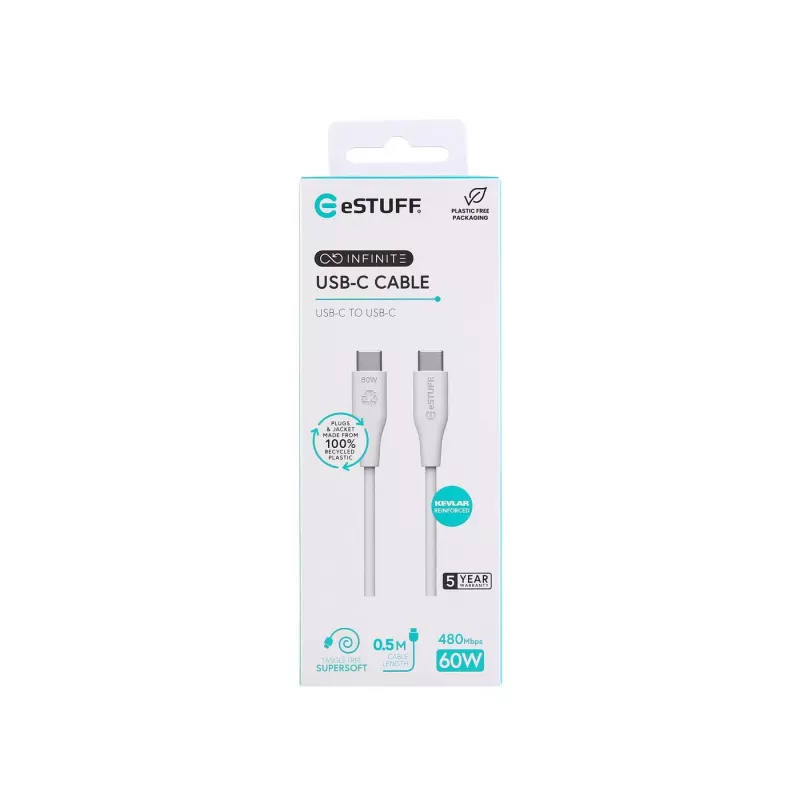 eSTUFF ES604070 USB-kaabel USB 2.0 0,5 m USB C valge