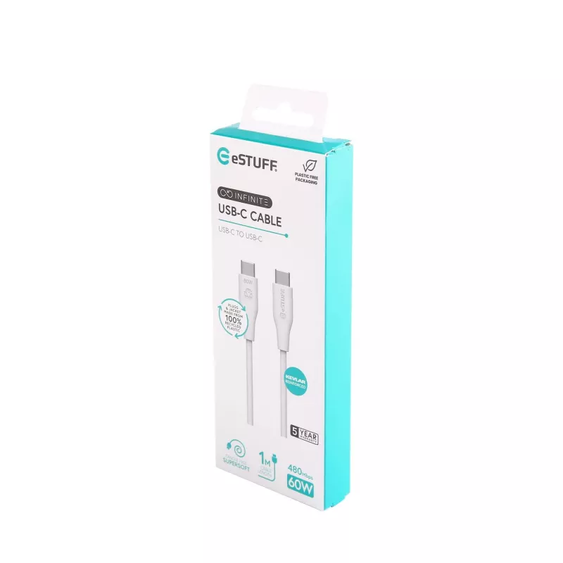eSTUFF ES604170 USB-kaabel USB 2.0 1 m USB C Valge