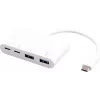 USB-jaotur eSTUFF USB-C 2-le USB 3.0-le ja 2-le USB-C 3.1-le 10000 Mbit/s valge