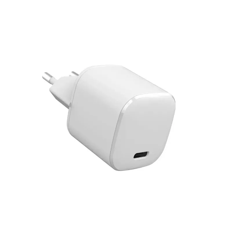 eSTUFF 100% taaskasutatud plast – kodulaadur USB-C PD 3A 20W, EL pistik – valge