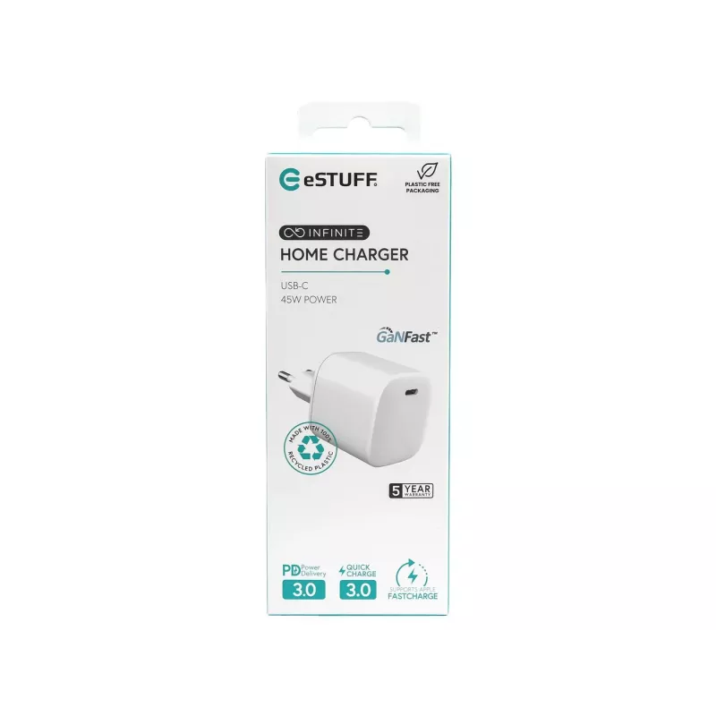 eSTUFF ES637045 mobiilseadme laadija Nutitelefon Valge Vahelduvvool Kiirlaadimine Siseruumides