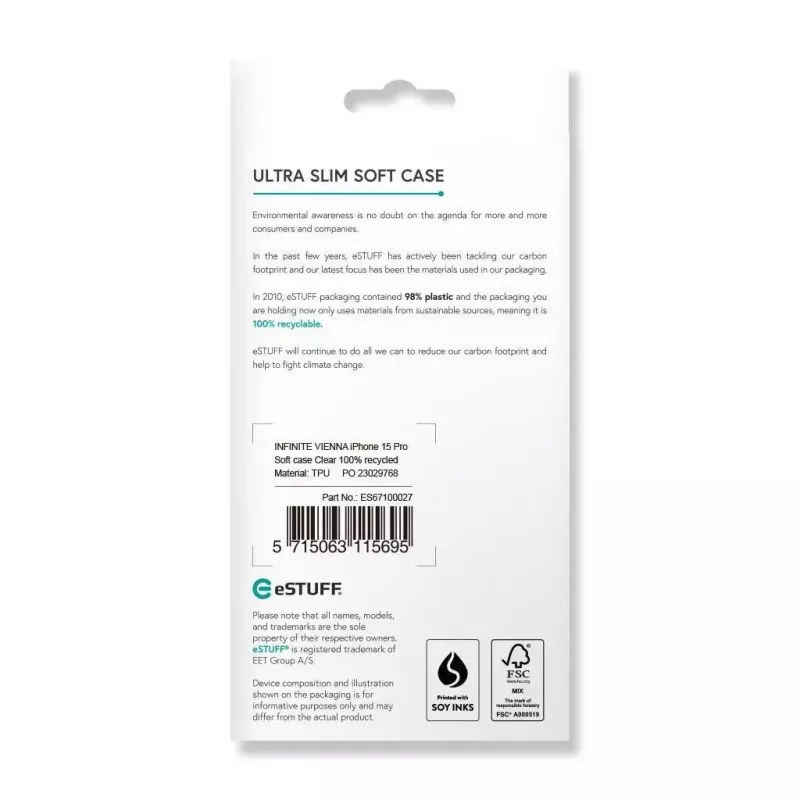 eSTUFF ES67100027 mobiiltelefoniümbris 15,5 cm (6,1 tolli) ümbris Läbipaistev