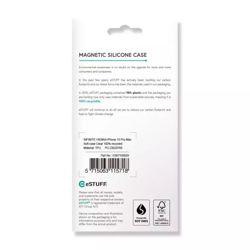 eSTUFF ES67100028 mobiiltelefoni ümbris 17 cm (6.7 tolli) kate läbipaistev
