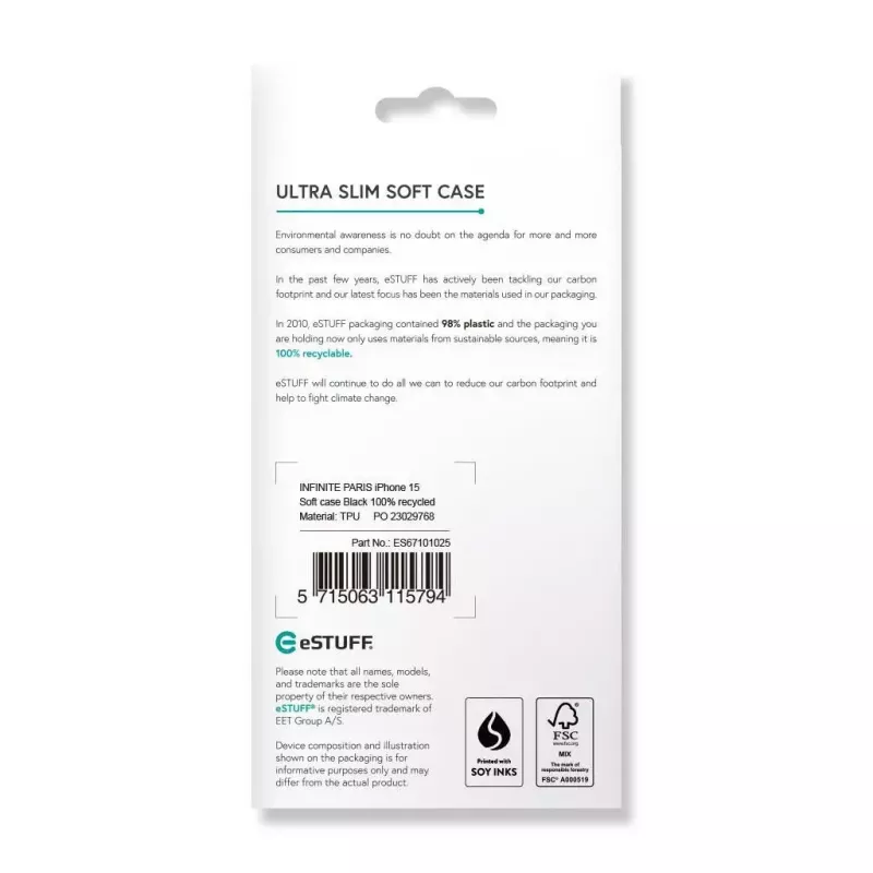 eSTUFF ES67101025 mobiiltelefoni ümbris 15,5 cm (6,1 tolli) kate Must