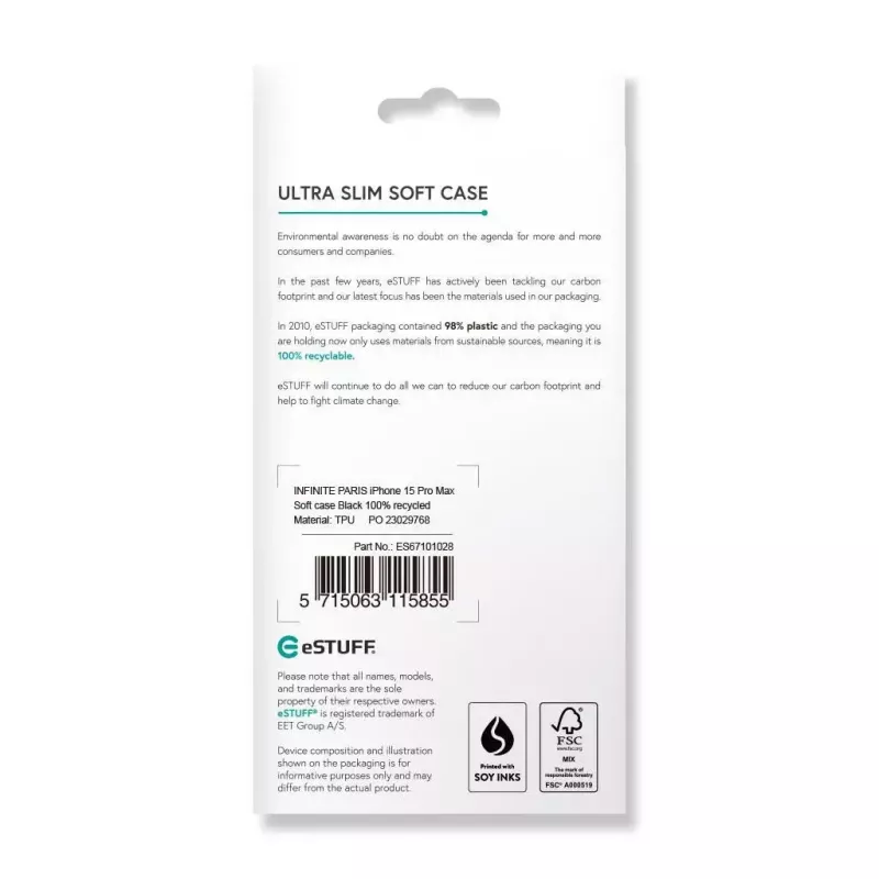 eSTUFF ES67101028 mobiiltelefoni ümbris 17 cm (6,7 tolli) kate Must