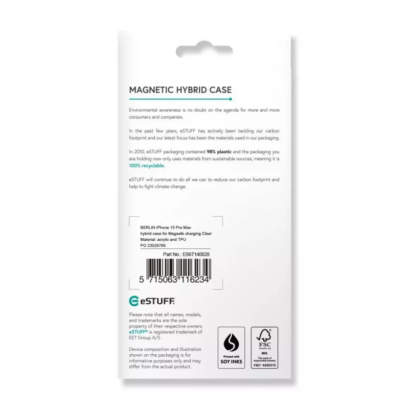 eSTUFF ES67140028 mobiiltelefoni ümbris 17 cm (6.7 tolli) Kate Läbipaistev