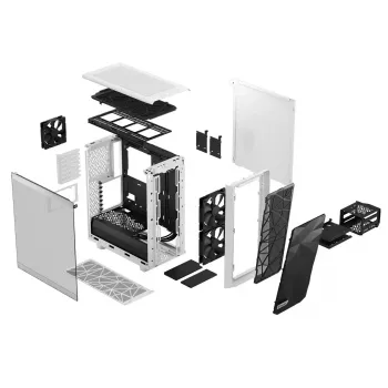PC Tower Case Fractal Design Meshify 2 Compact — valge, toetab ATX toiteplokki, 2x140 mm ees, 1x120 mm taga, 2,5 tolli/3,5 tolli draive, 210×424×475 mm