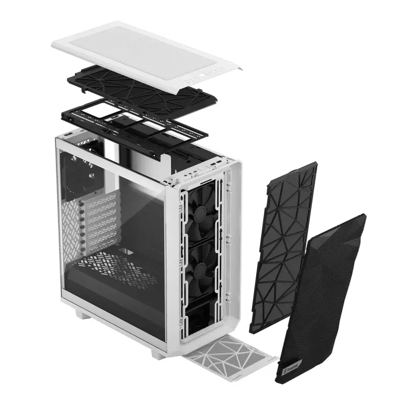 PC Tower Case Fractal Design Meshify 2 Compact — valge, toetab ATX toiteplokki, 2x140 mm ees, 1x120 mm taga, 2,5 tolli/3,5 tolli draive, 210×424×475 mm
