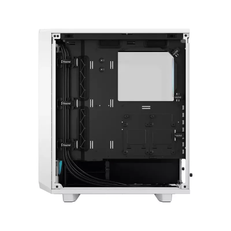 PC case Fractal Design Meshify 2 Compact RGB Valge — ATX/mikroATX/Mini-ITX, toetab 3x120 mm esiosa + 1x120 mm tagumine, 2,5-tollised/3,5-tollised kettad