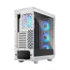 PC case Fractal Design Meshify 2 Compact RGB Valge — ATX/mikroATX/Mini-ITX, toetab 3x120 mm esiosa + 1x120 mm tagumine, 2,5-tollised/3,5-tollised kettad
